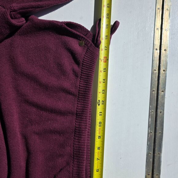 Roxy Cropped Hoodie Sweater, Deep Purple, Button & Tie Detail, Size Large - Picture 5 of 5